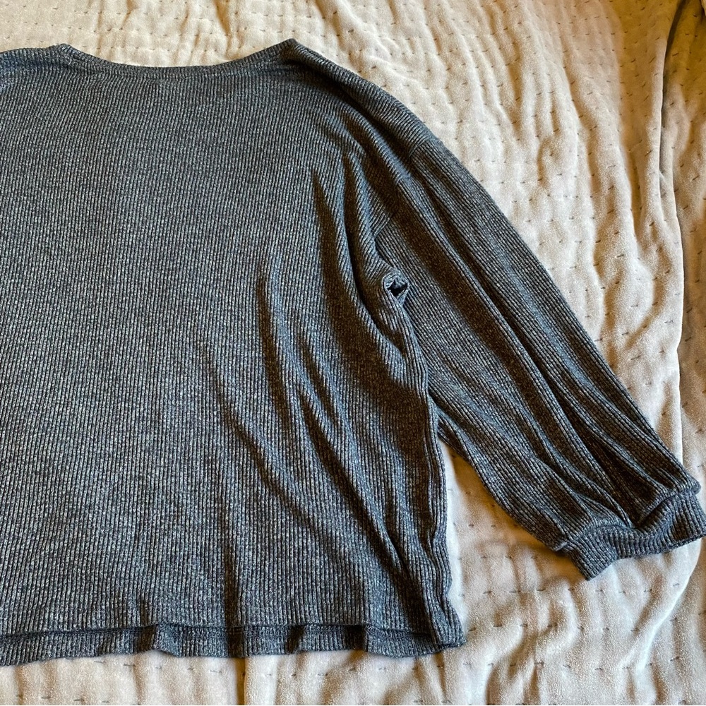 Daily Ritual Ribbed Long Lantern Sleeve Top - Picture 6 of 10